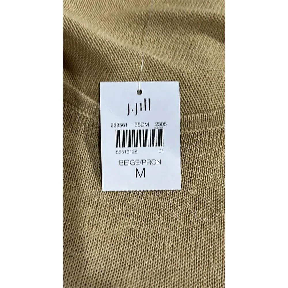 J. Jill Women's Beige Embroidered Knit Top Size M 3/4 Sleeve Blouse - NWT - Picture 4 of 5